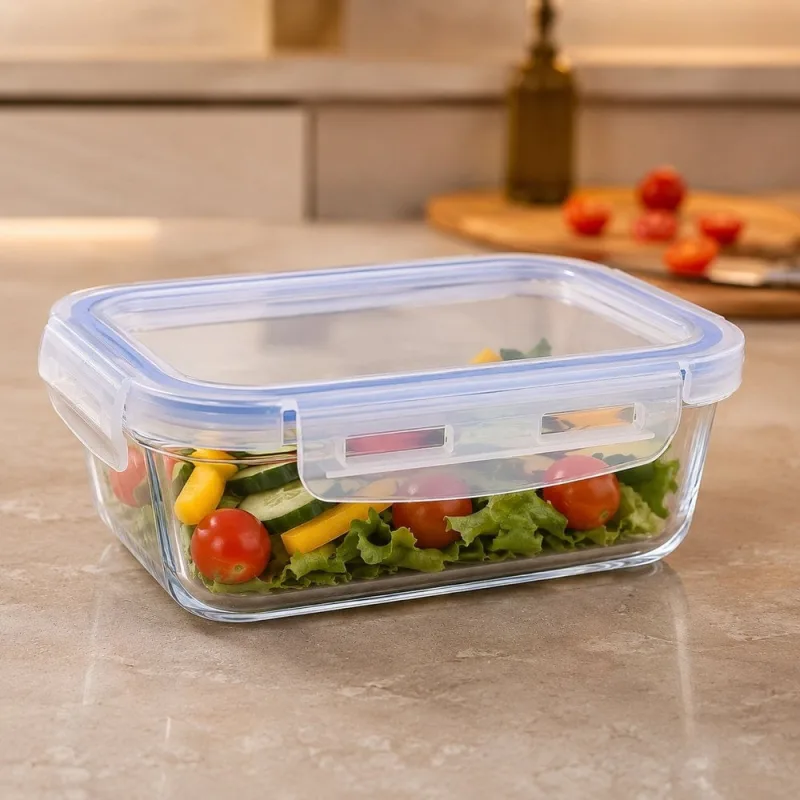 Pote Hermético Retangular com Tampa Vidro 640ml - Genérica - Utilidades Domesticas