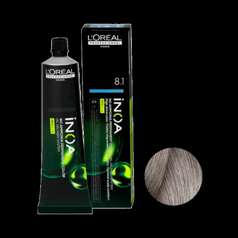 Coloração L'Oréal Professionnel Inoa 8.1 Louro Claro Acizentado 60g Coloração LOréal Professionnel Inoa 8.1 Louro Claro Acizentado 60ml