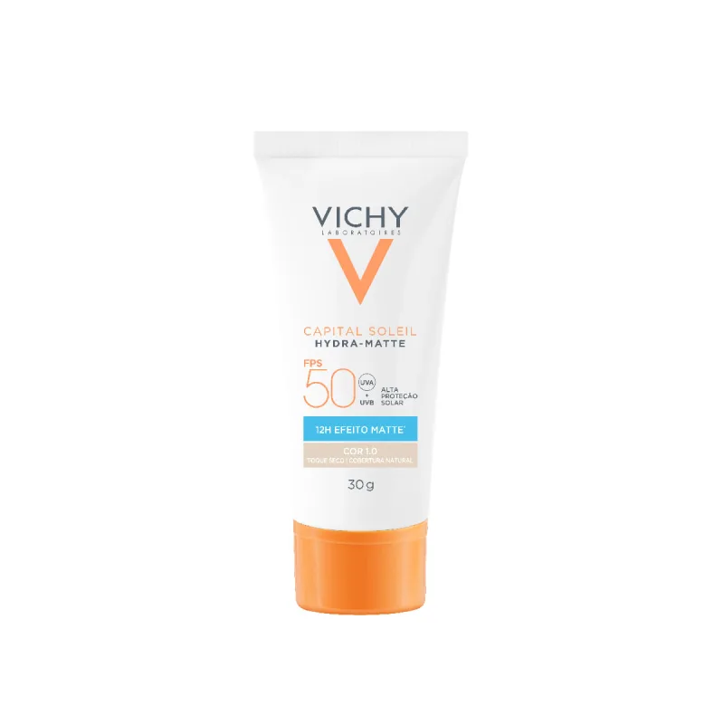 Protetor Solar Facial Vichy Capital Soleil Hydra-Matte FPS50 Cor 1.0 30g - Vichy - Dermo E Beleza