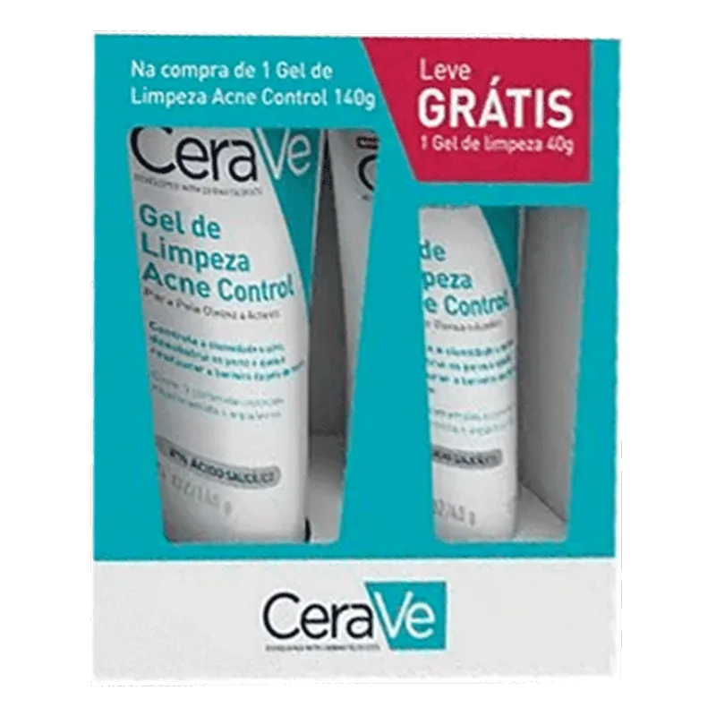 Kit Cerave Gel De Limpeza Acne Control 140g + Gel De Limpeza Acne Control 40g