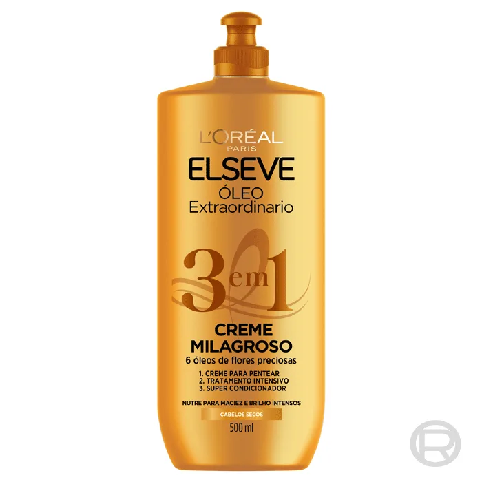 Creme Milagroso 3 em 1 L’Oréal Paris Elseve Óleo Extraordinário 500ml - Elseve