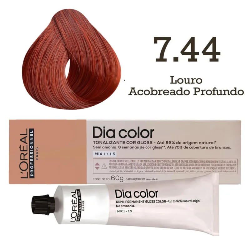 Tonalizante Dia Color 7.44 Louro Acobreado Profundo L'Oréal