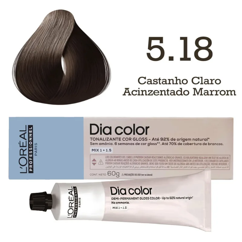 Tonalizante Dia Color 5.18 Castanho Claro Acinzentado Marrom