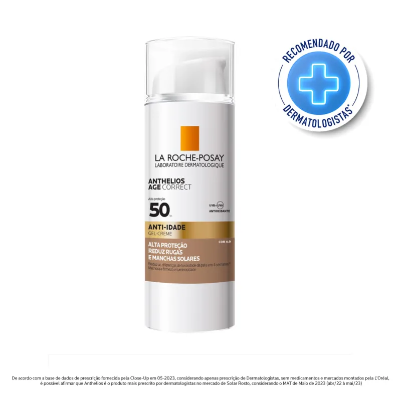 Protetor Solar Facial La Roche-Posay Anthelios Age Correct Anti-idade FPS50 Gel Creme Cor 4.0 50g - Anthelios