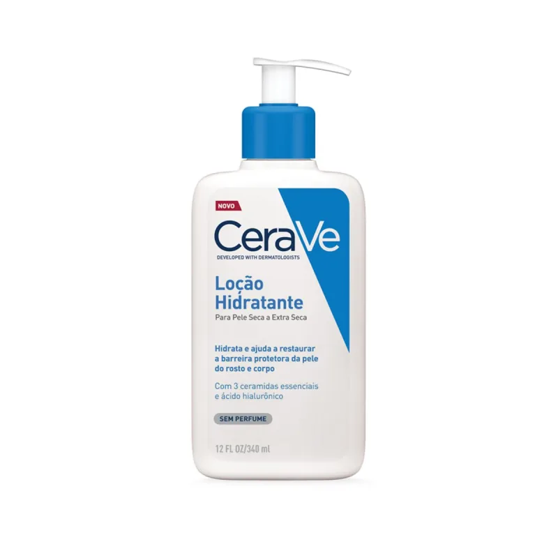 Loção Corporal CeraVe Hidratante com Ceramidas e Ácido Hialurônico Sem Perfume Pele Seca a Extra Seca 340ml - Cerave