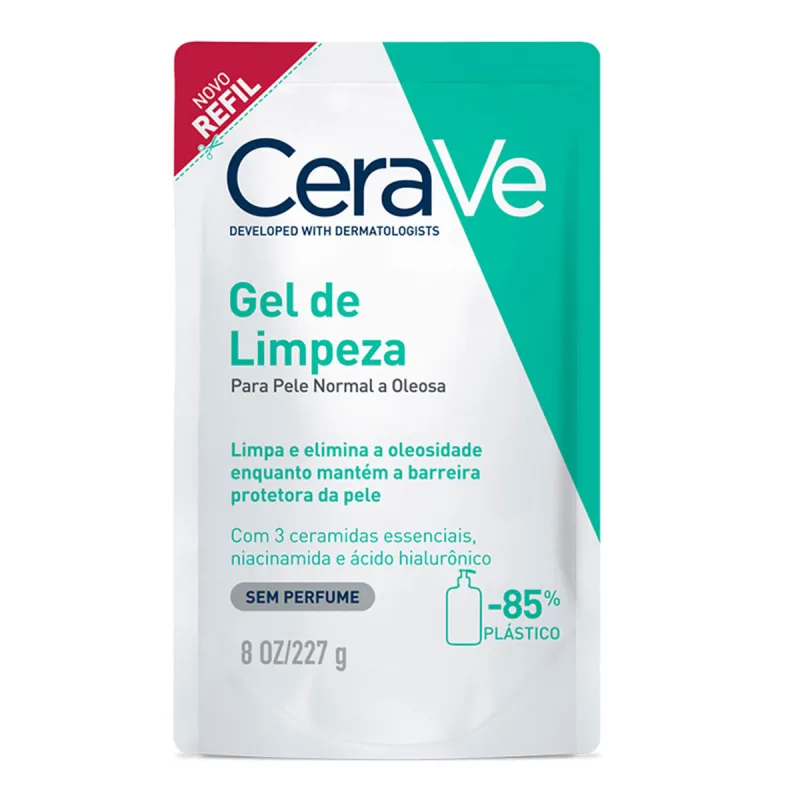 Gel de Limpeza Cerave sem Perfume ara Pele Normal a Oleosa Refil 227g - Cerave