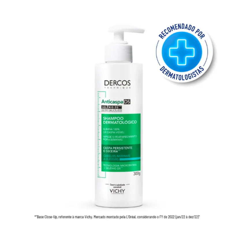 Shampoo Anticaspa Vichy Dercos Dermatológico Cabelos Normais a Oleosos 300ml - Dercos