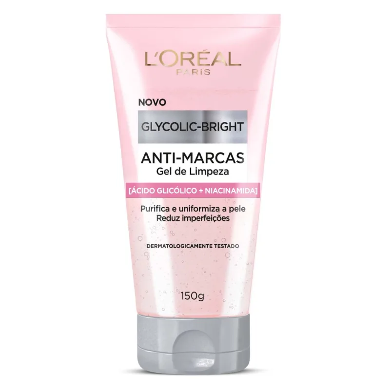 Gel de Limpeza Facial L’Oréal Paris Glycolic Bright Antimarcas com Ácido Glicólico e Niacinamida 150g - Loreal Paris