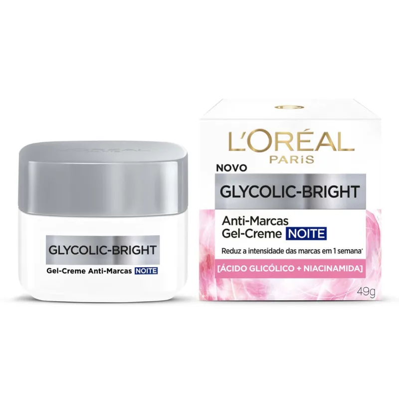 Gel Creme Facial L'Oréal Paris Glycolic Bright Antimarcas Noturno 49g - Loreal Paris