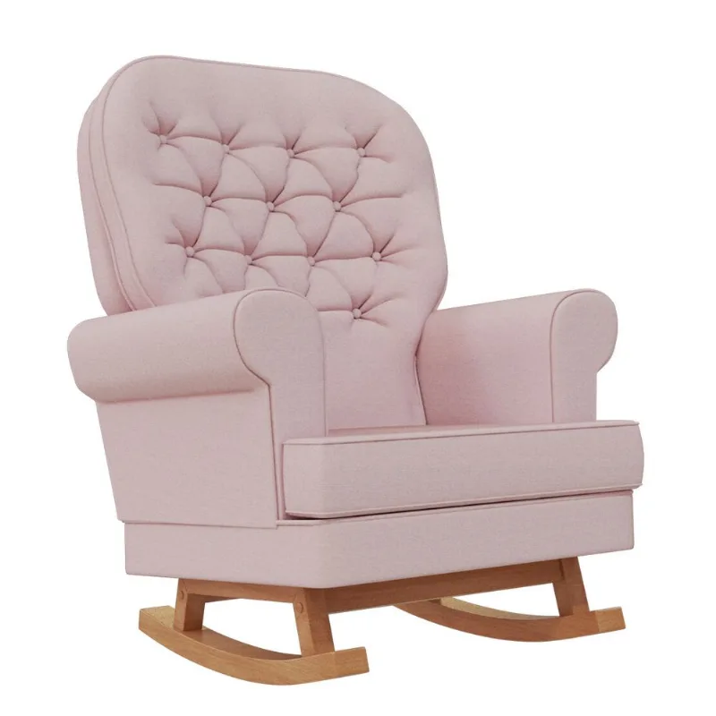 Poltrona Amamentação Comfort Sarja Pés Madeira Cia do Móvel Rose