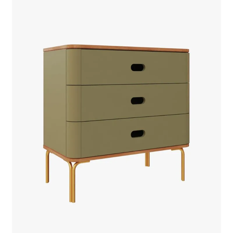 Cômoda Aquarela com 3 Gavetas - Cia do Móvel Cacto/Dourado