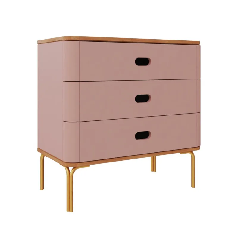 Cômoda Aquarela com 3 Gavetas - Cia do Móvel Rose/Dourado