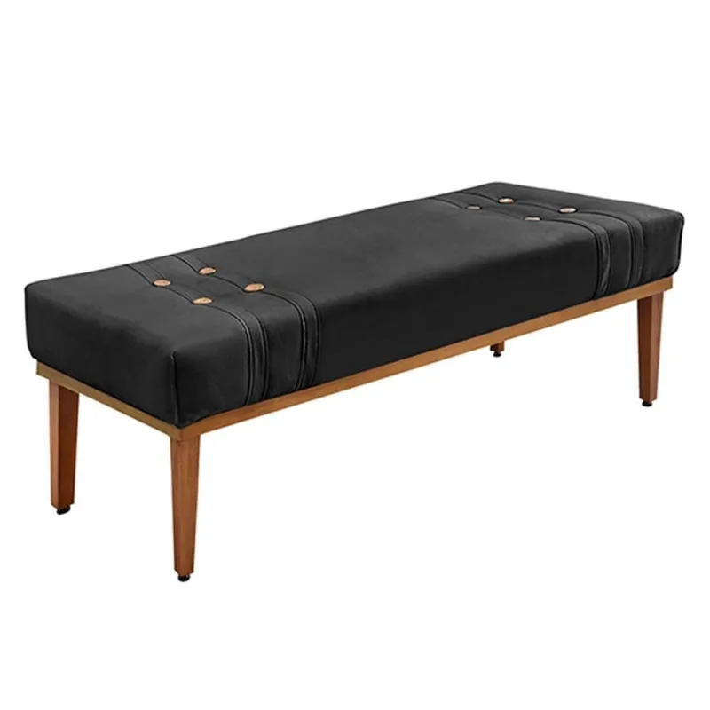 Recamier Kors G63 Assento Espuma Veludo Light Preto com Pés de Madeira Gran Belo - Gran Belo