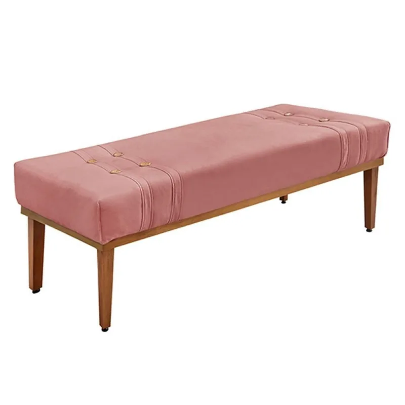 Recamier Decorativo Kors G63 Estofado em Espuma D23 Veludo Light Rosa Gran Belo - Gran Belo