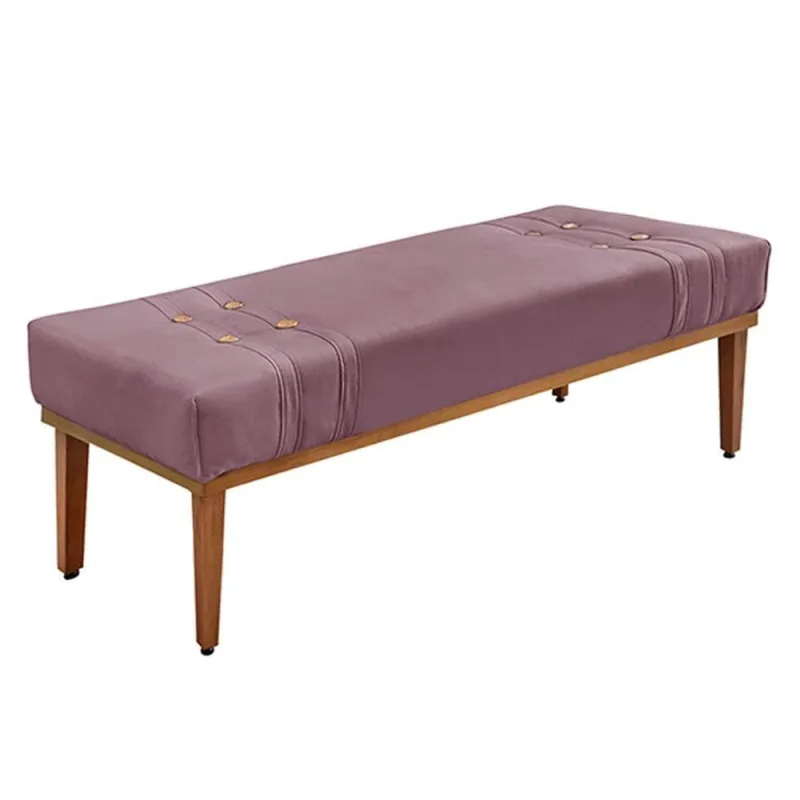 Recamier Decorativo Kors G63 Assento Espuma D23 Veludo Uva Pés Madeira Gran Belo - Gran Belo - Colchões