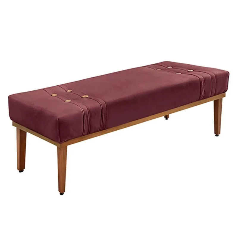 Recamier Decorativo Kors G63 Assento Espuma D23 Veludo Vinho Pés Madeira Gran Belo