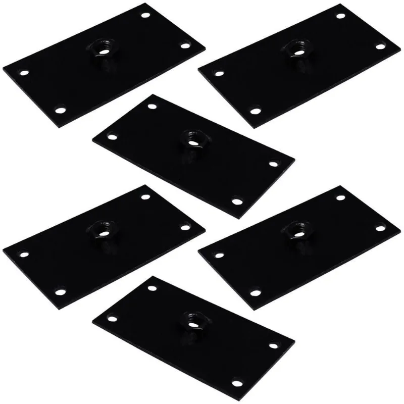 Kit 6 Chapinhas Reta Fixação Pés Palito Rosca 5/16 Preto