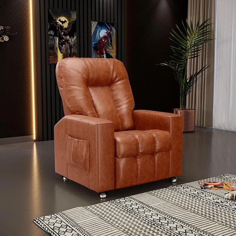 Poltrona Reclinável Pequim G23 Manual em Corino Camel para Sala de Estar Gran Belo - Gran Belo - Móveis