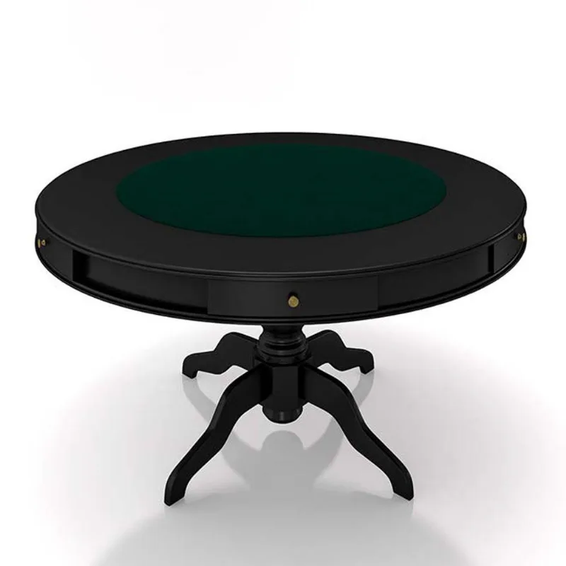 Mesa De Jogos Carteado 6 Lugares Bellagio Com Gavetas E Tampo Reversível Com Tecido Preto-verde