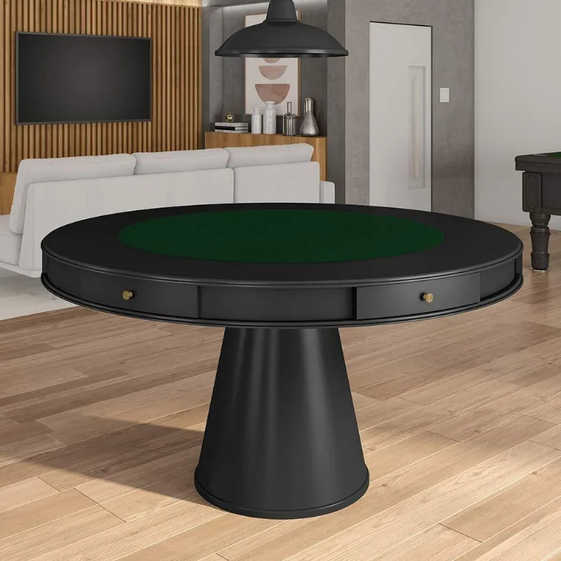 Mesa De Jogos Carteado 6 Lugares Bellagio Com Gavetas E Tampo Reversível Base Cone Com Tecido Preto/verde G42 - Gran