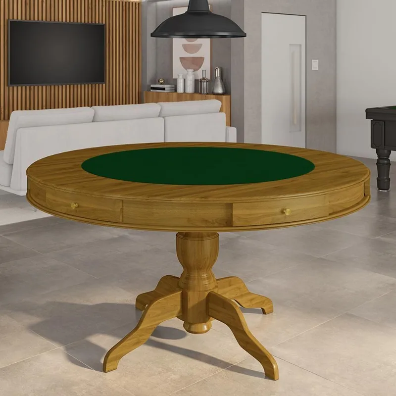 Mesa De Jogos Carteado 6 Lugares Bellagio Com Gavetas E Tampo Reversível Base Estrela Com Tecido Mel/verde G42 - Gran