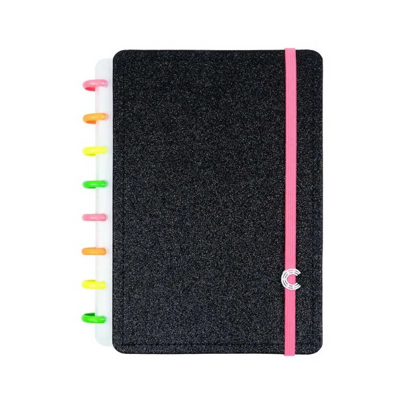 CADERNO A5 LETS GLITTER NEON BLACK CADERNO INTELIGENTE - Caderno Inteligente