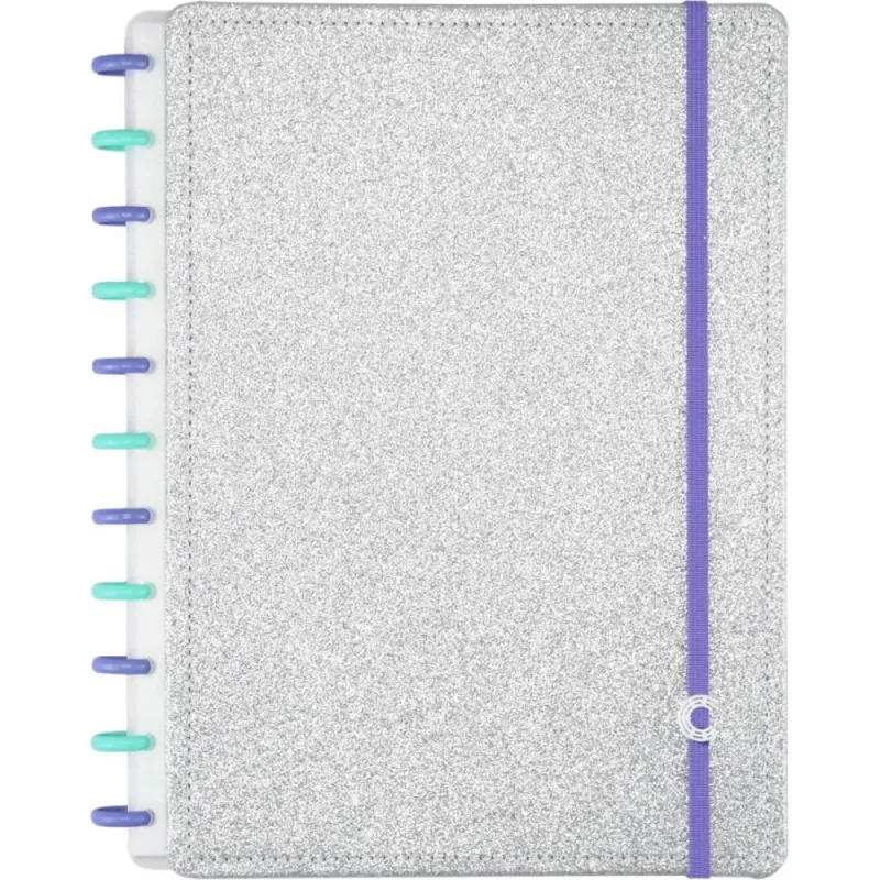 Caderno Inteligente Grande LETS Glitter Silver 2.0 - Caderno Inteligente - Papelaria