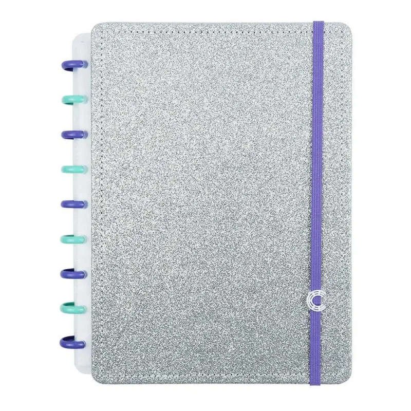 CADERNO MEDIO LETS GLITTER SILVER 2.0 CADERNO INTELIGENTE - Caderno Inteligente