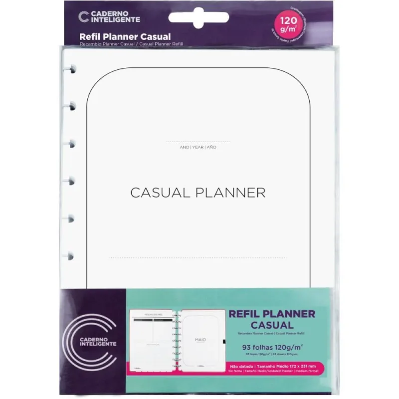 Caderno Inteligente Planner Refil Medio Casual Pacote - Caderno Inteligente - Papelaria