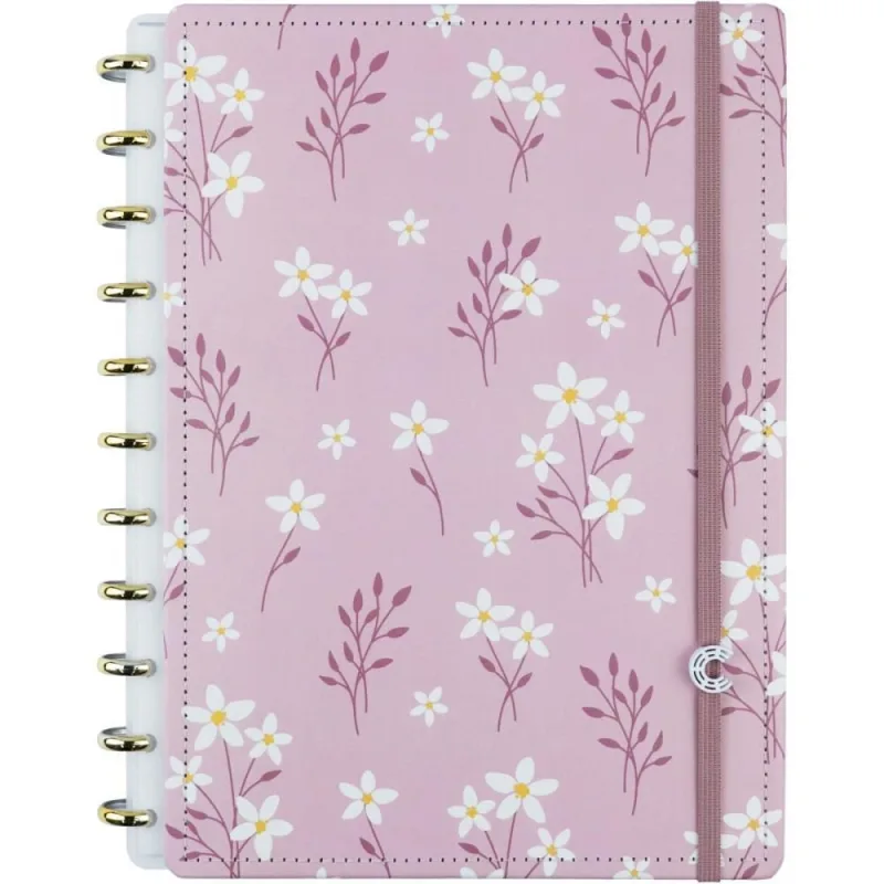 Caderno Inteligente Grande PINK Blossom  BY SOF 80FLS - Caderno Inteligente - Papelaria