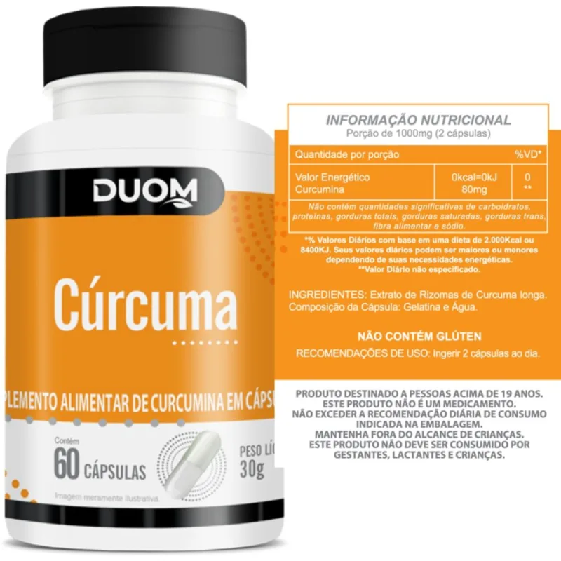 Cúrcuma Curcumina - Açafrão Da Terra 500mg 60 Cápsulas - Duom - Não Informado - Mercearia