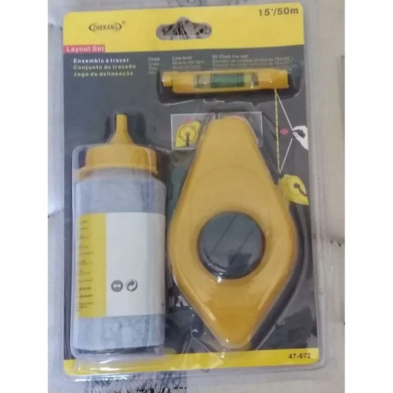 Kit Linha De Gesseiro Com Giz Para Marcação 3 Peças