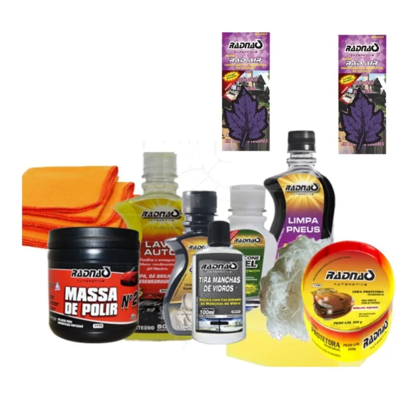 Conjunto Limpeza Cera Automotiva Geral P/ Carro Moto