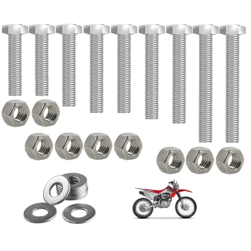 Kit parafusos inox suporte motor CRF230 CRF230F 2007 a 2020 Honda Fixação motor Chassi - Não Disponível - Automotivo