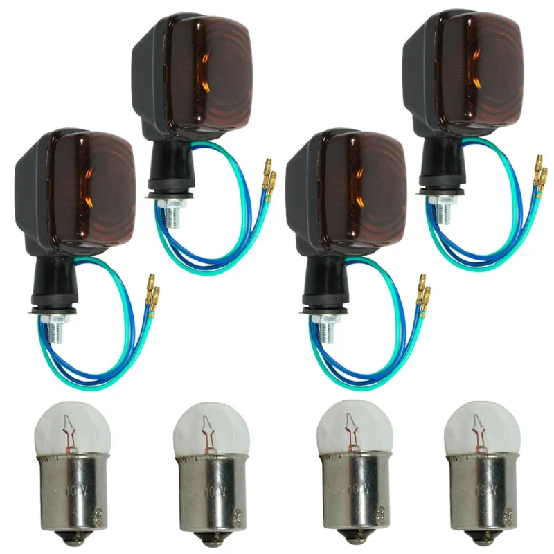 Kit 4 pisca seta dianteiro e traseiro YBR125 XTZ125 2000 a 2008 laranja âmbar com lâmpada