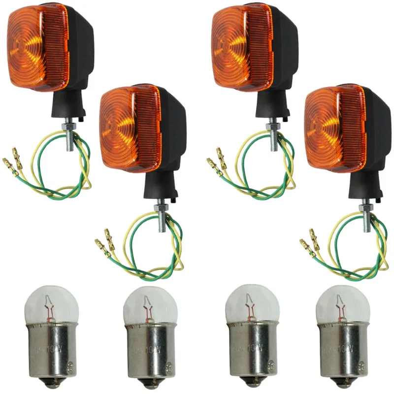 Kit 4 pisca seta dianteiro e traseiro YBR125 XTZ125 2000 a 2008 laranja com lâmpada