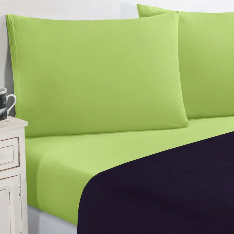 Jogo De Cama Malha Lençol 100% Algodão Gran Moratta 3 Peças Solteiro - Roxo/Verde Pistache - Enxovais Davy