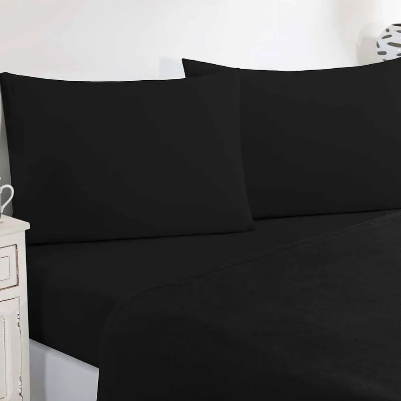 Jogo De Cama Malha Lençol 100% Algodão Gran Moratta 3 Peças Solteiro - Preto/Preto - Enxovais Davy