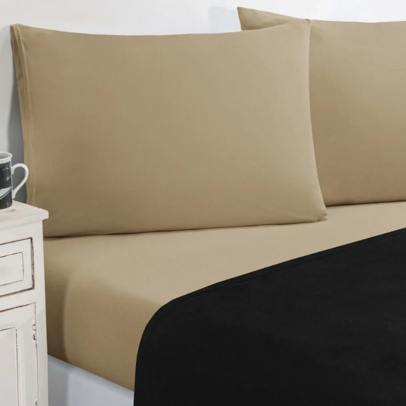 Jogo De Cama Malha Lençol 100% Algodão Gran Moratta 4 Peças Casal - Preto/Cáqui