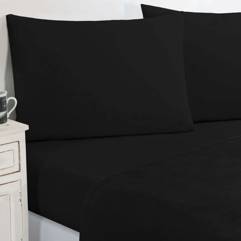 Jogo De Cama Malha Lençol 100% Algodão Gran Moratta 4 Peças Queen - Preto/Preto - Enxovais Davy