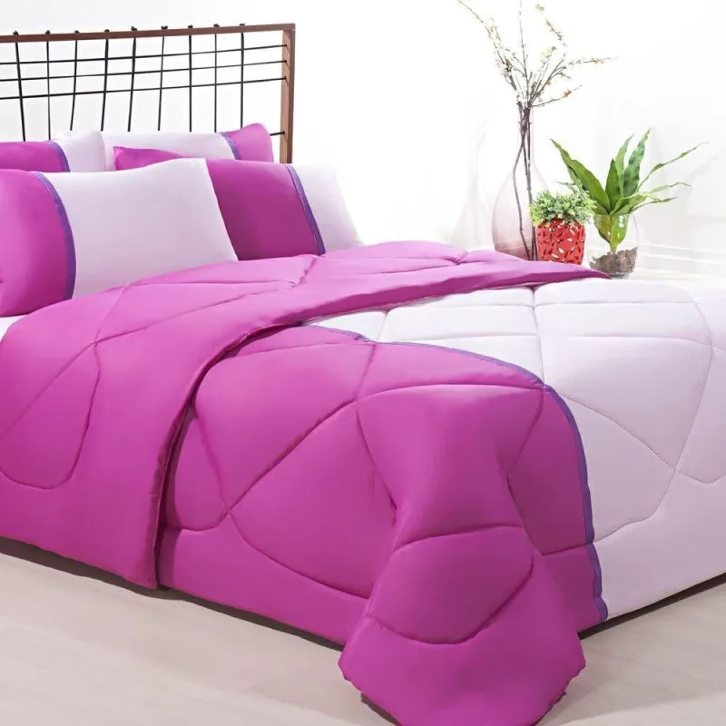 Enxoval Edredom + Jogo De Cama King Aconchego Premium 06 Peças - Pink- Rosa Bebe - Enxovais Davy - Cama, Mesa E Banho