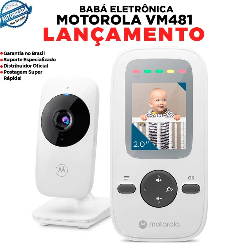 Babá Eletrônica Motorola Tela 2 Câmera 2.4G Visão Noturna Zoom Digital