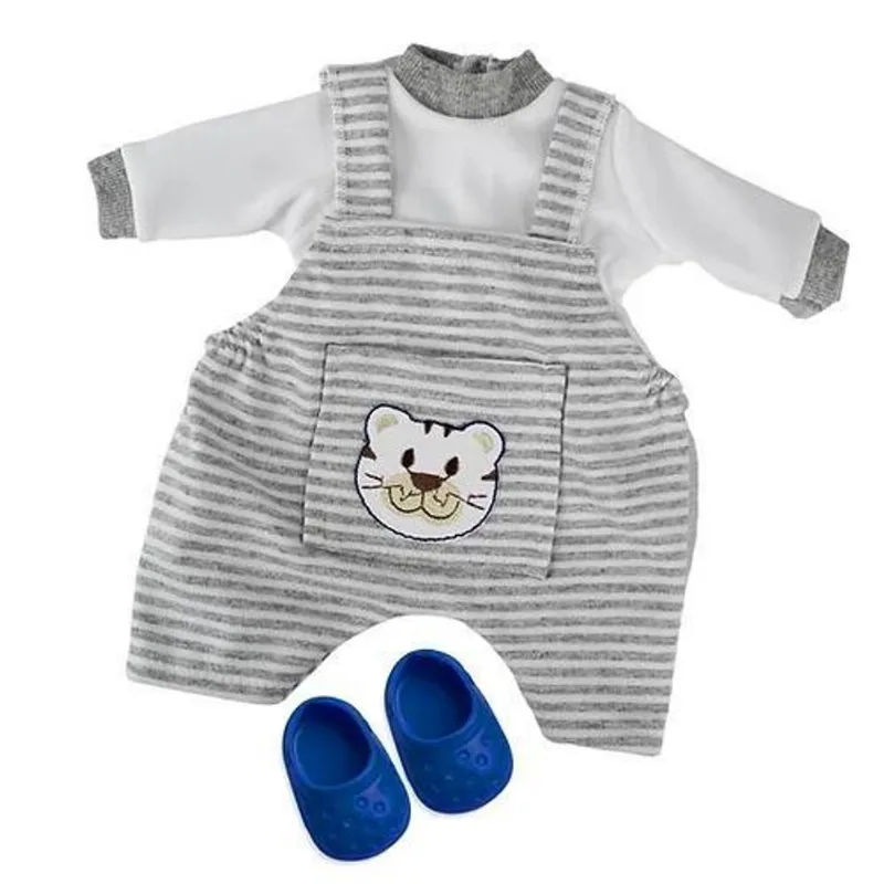 Kit Roupa Boneca Baby Alive Jardineira Gato Tigre Casinha 4 - Casinha 4