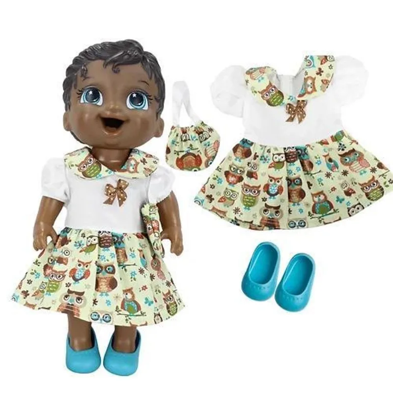 Kit Roupa Boneca Baby Alive Vestido Familia Coruja Casinha 4 - Casinha 4