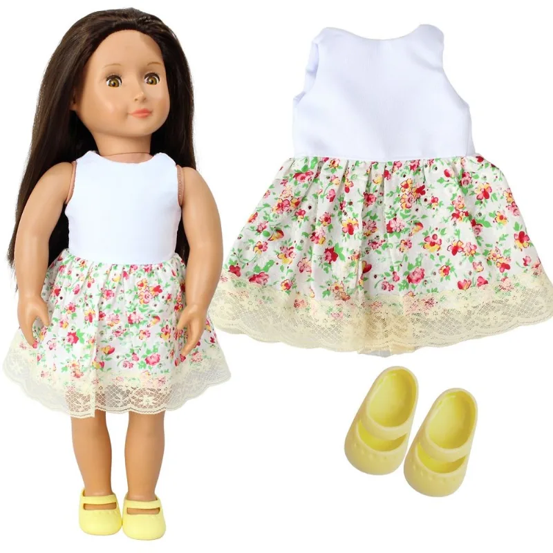 KIT ROUPA BONECA PARA OUR GENERATION - VESTIDO JARDIM FLORIDO - CASINHA 4 - Casinha 4