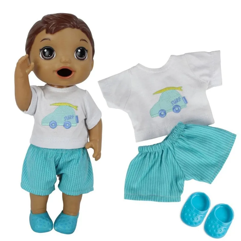 Kit Roupa Boneca Baby Alive Conjunto Praia Surfista Casiha 4 - Casinha 4