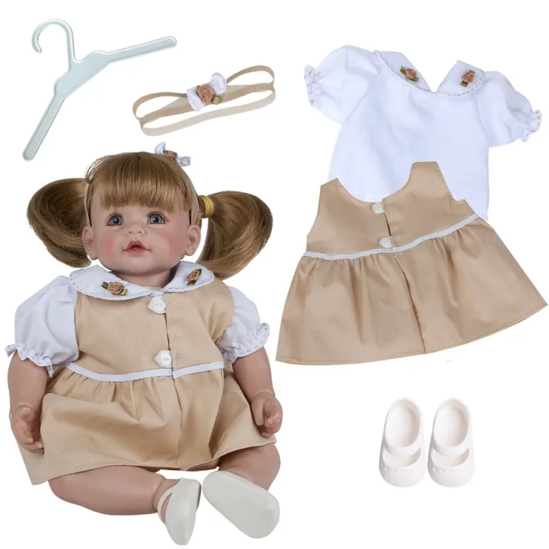 KIT ROUPA BONECA PARA REBORN 46/56CM - 5 ITENS - VESTIDO BORDADO - CASINHA 4 - Casinha 4