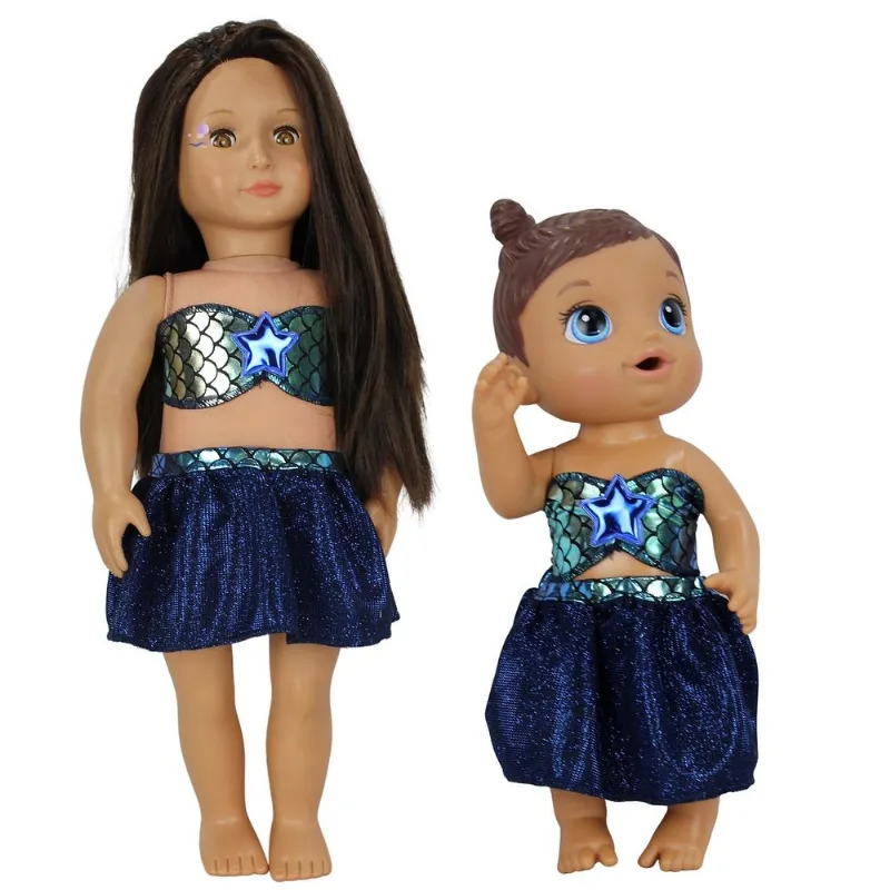 KIT ROUPA BONECA PARA BABY ALIVE E OUR GENERATION COM AJUSTE - FANTASIA SEREIA