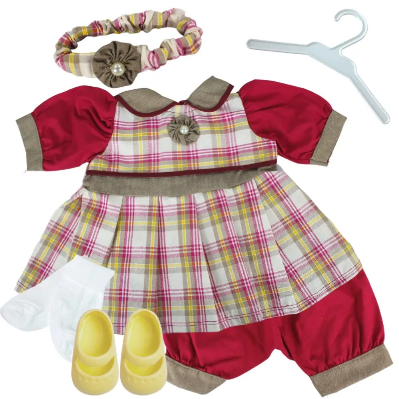 KIT ROUPA BONECA PARA REBORN 46/56CM - 6 ITENS - VESTIDO XADREZ - CASINHA 4 - Casinha 4