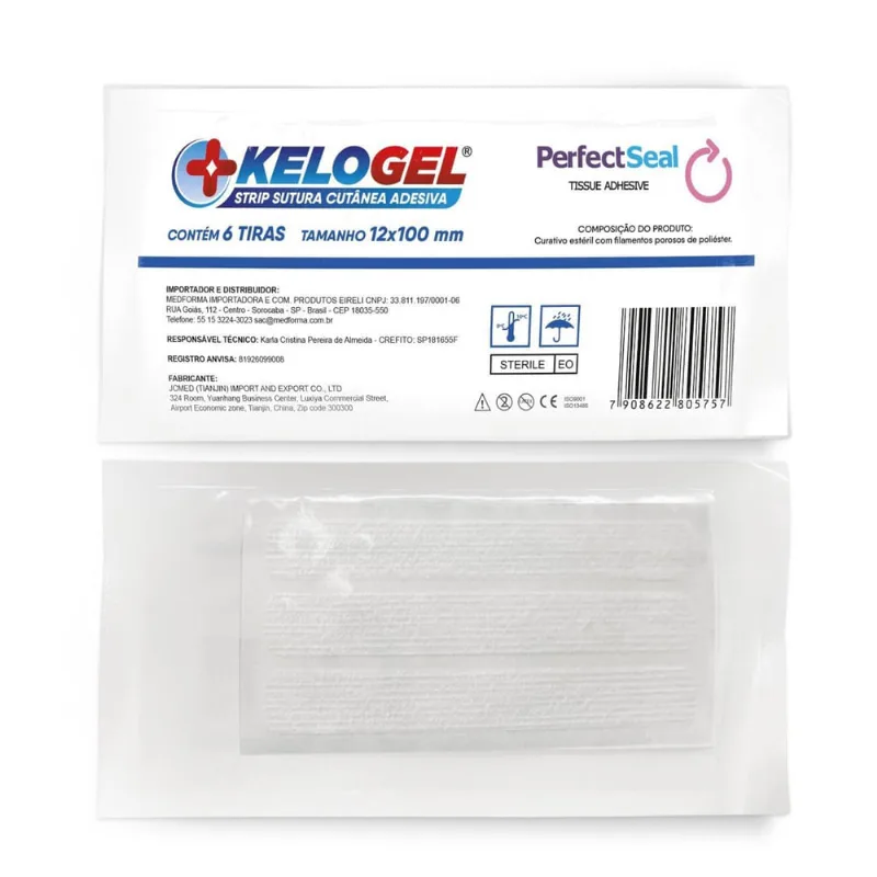 Tira Sutura Kelogel Strip 12Mmx100Mm Ponto Falso 6 Tiras